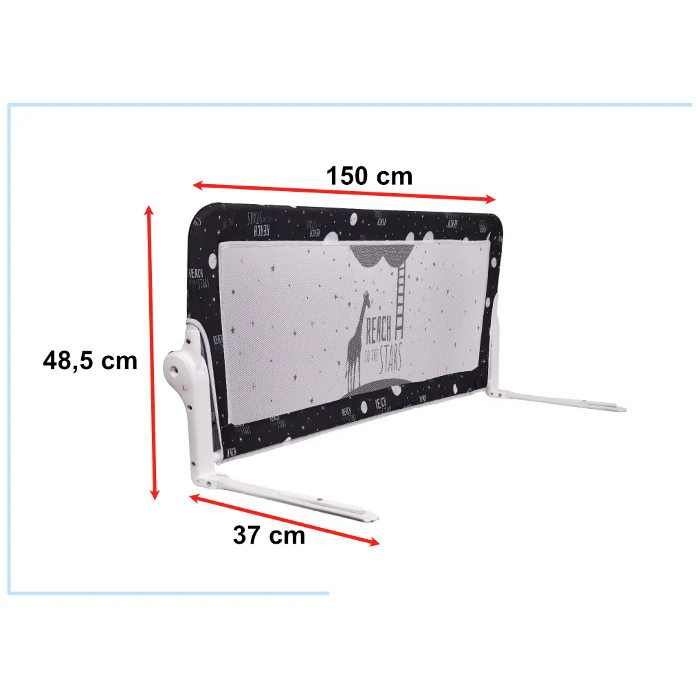 Barierka osłona ochronna do łóżka otwierana150cm czarna - obrazek 5
