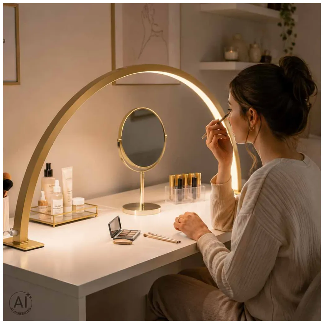 Lampa kosmetyczna LED bezcieniowa biurkowa do manicure paznokci - złoty łuk - obrazek 11