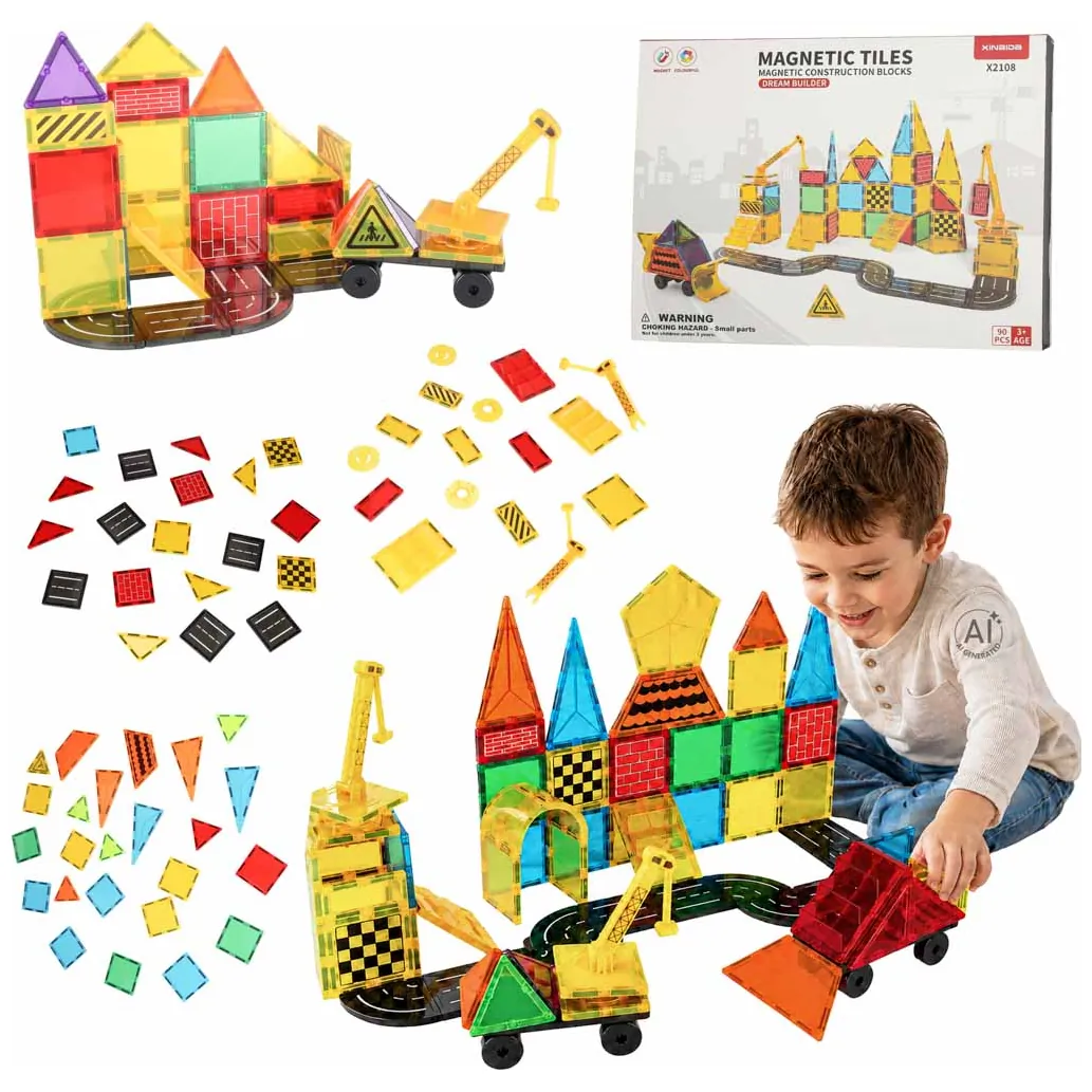 Klocki magnetyczne konstrukcyjne 3D budowa 90 elementów