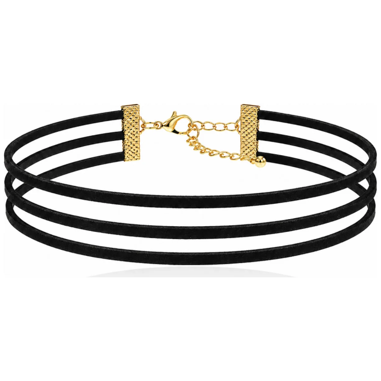 NASZYJNIK CZARNY MATOWY CHOKER POTRÓJNY