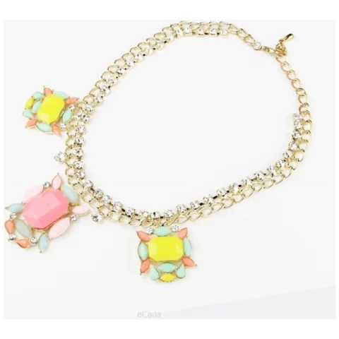 NASZYJNIK KOLOROWE ROZETY żółty