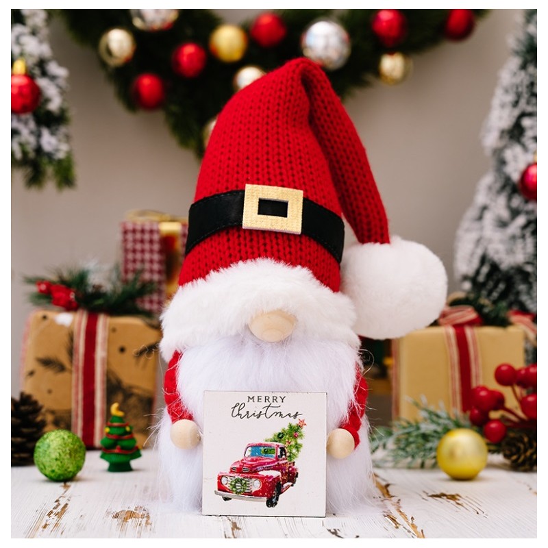 Krasnal Skrzat stojący czerwony z kartką Boże Narodzenie 24cm KSN166 - obrazek 3