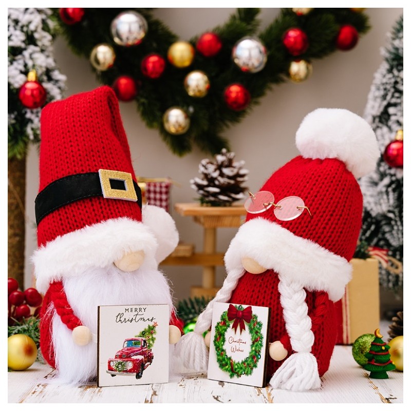 Krasnal Skrzat stojący czerwony z kartką Boże Narodzenie 24cm KSN166 - obrazek 5