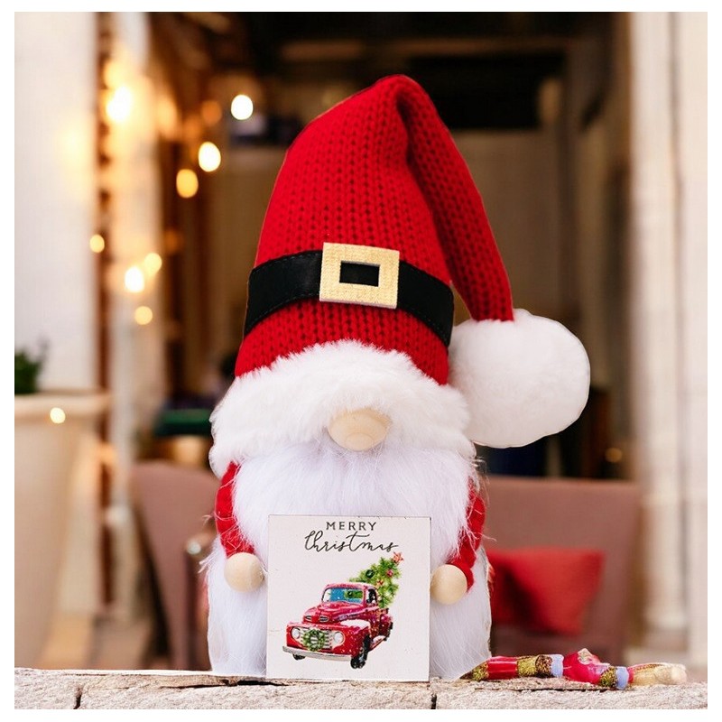 Krasnal Skrzat stojący czerwony z kartką Boże Narodzenie 24cm KSN166 - obrazek 6