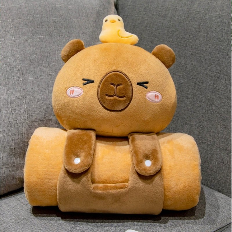 Mięciutki koc z poduszką KAPIBARA XL Flannel 100*170cm GRUBY MIĘKKI NARZUTA KOC19 - obrazek 3