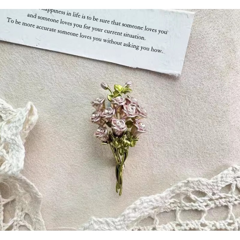 Broszka ozdobna bukiet RÓŻE BZ165 - obrazek 3