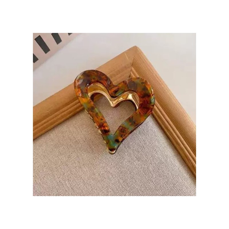 Spinka do włosów, klamra metalowa SERCE panterka zielona 6cm SP341ZIE - obrazek 5