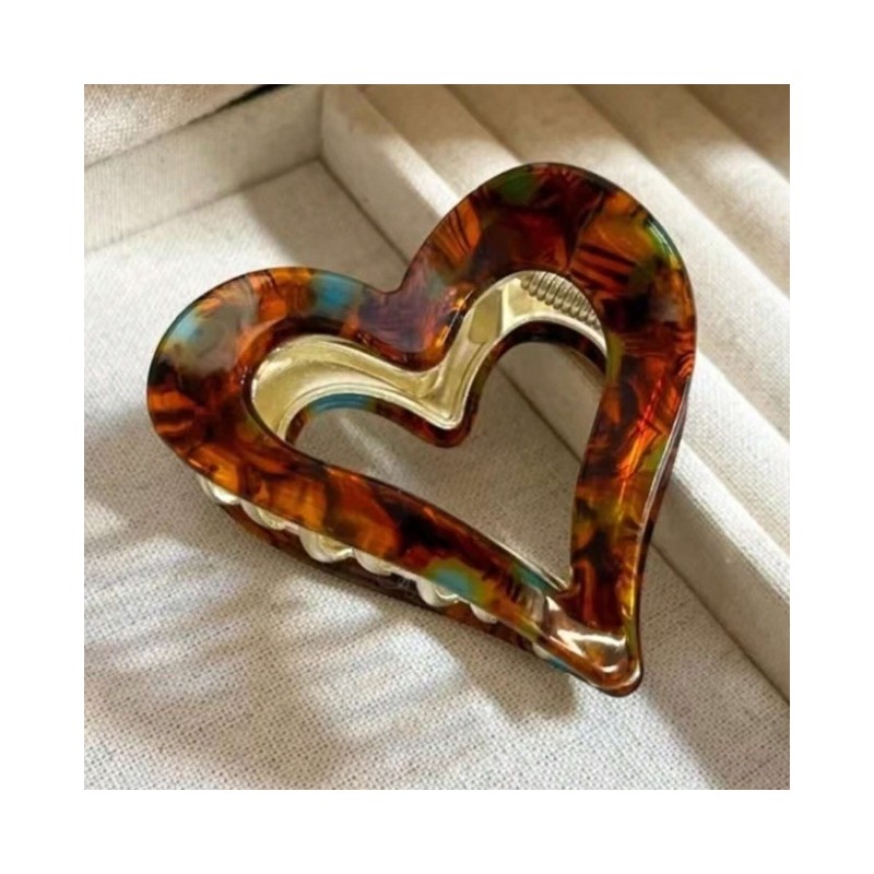 Spinka do włosów, klamra metalowa SERCE panterka zielona 6cm SP341ZIE - obrazek 6