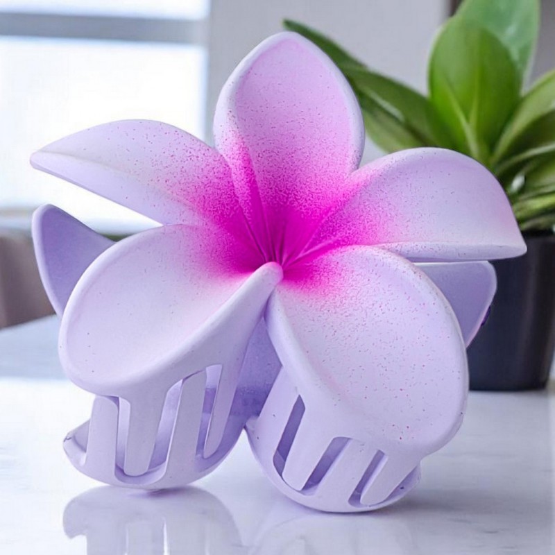 Spinka do włosów klamra XL kwiat OMBRE matowa fioletowa 7,5 x 7,5cm SP383 - obrazek 3