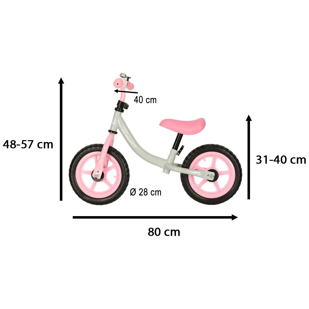 Lekki rowerek biegowy dla dzieci szaro-różowy Trike Balance - obrazek 6