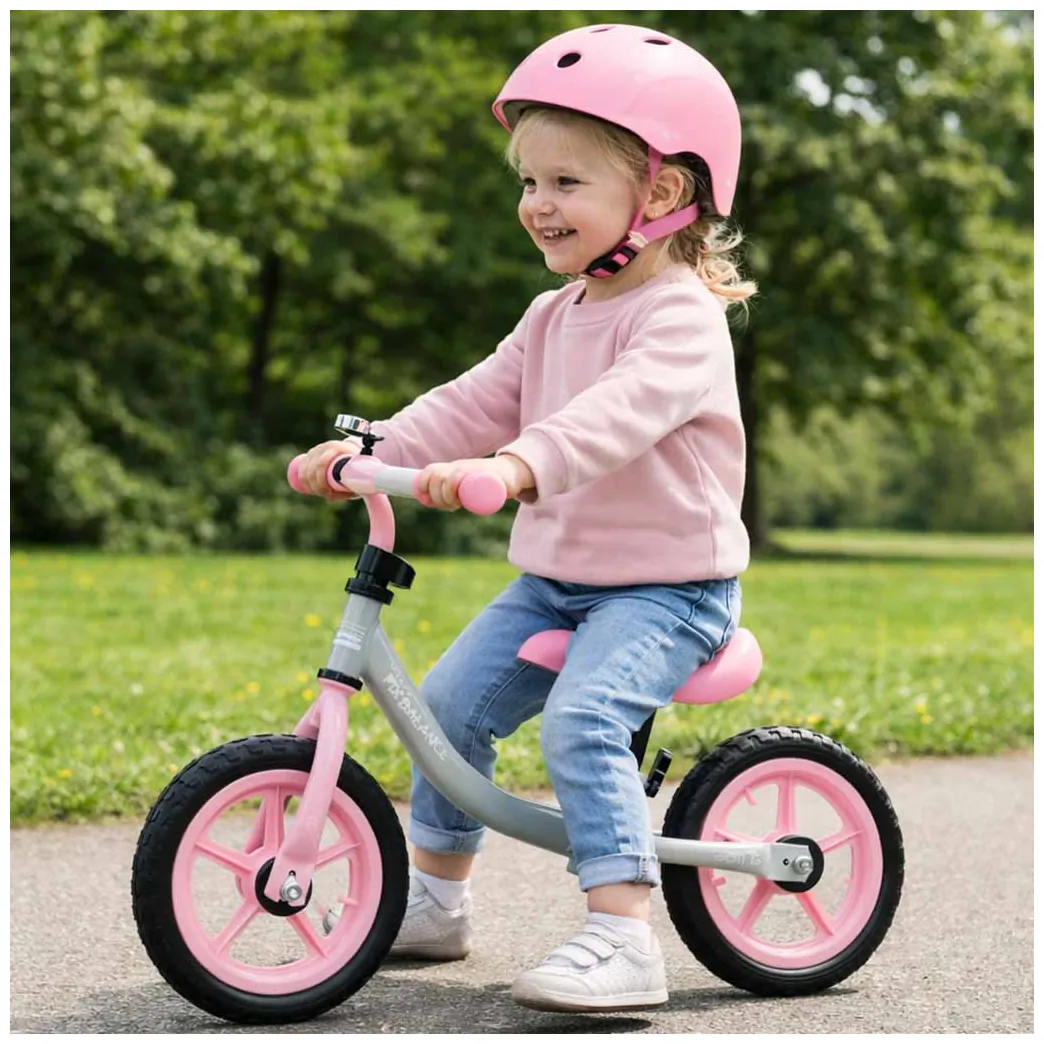 Lekki rowerek biegowy dla dzieci szaro-różowy Trike Balance - obrazek 7