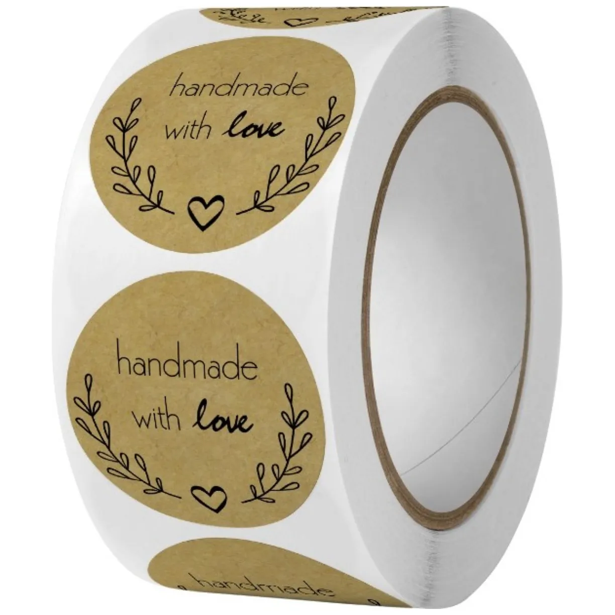 500 sztuk naklejek HANDMADE with love na taśmie średnica 25mm dekoracyjne naklejki samoprzylepne etykiety NNK11