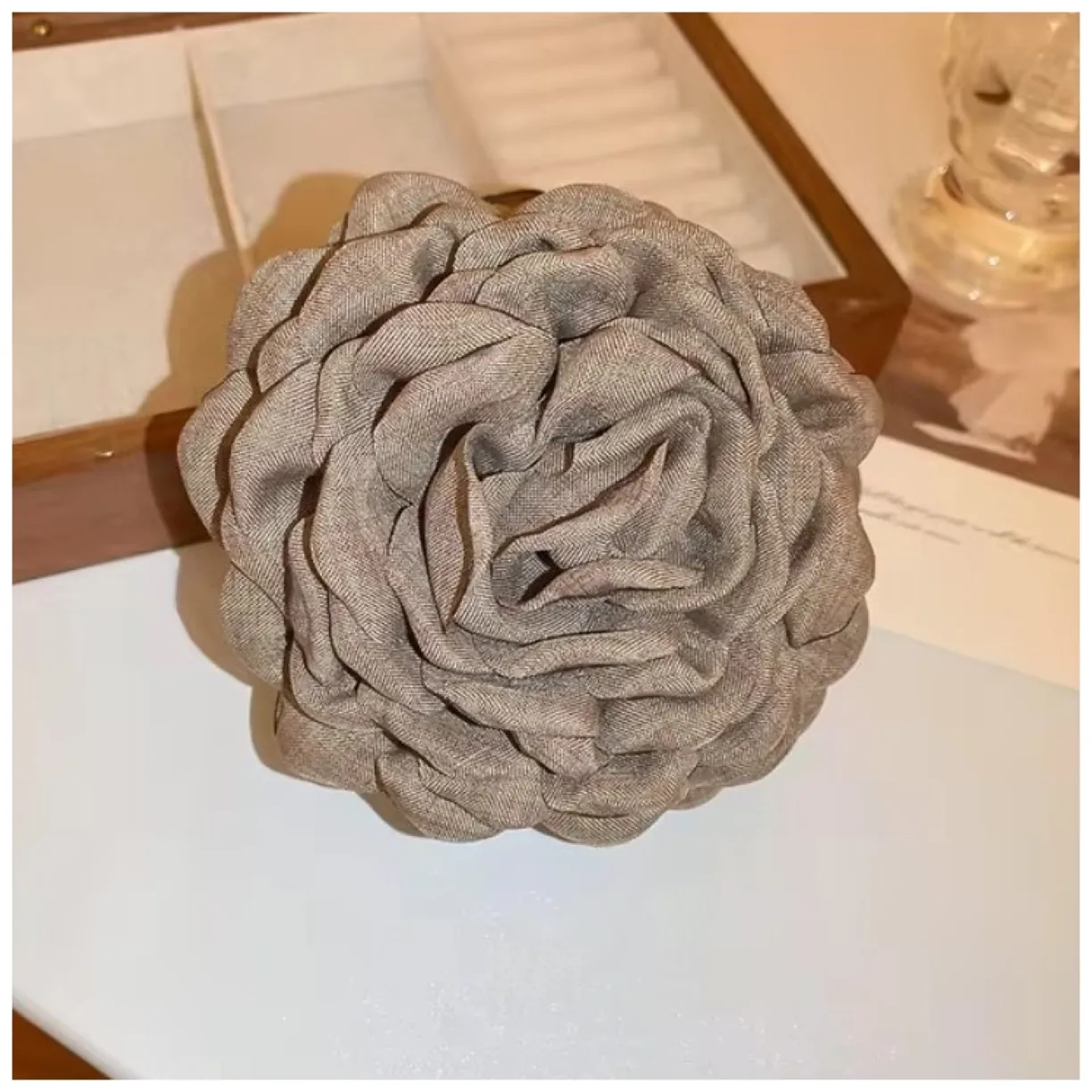 Spinka do włosów duża klamra XL kwiat róża brązowa 9cm SP288BR - obrazek 5