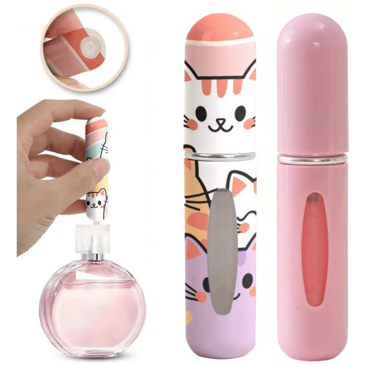 Zestaw 2szt. ATOMIZERÓW podróżnych na perfumy 5ML Kotki dozownik AK19
