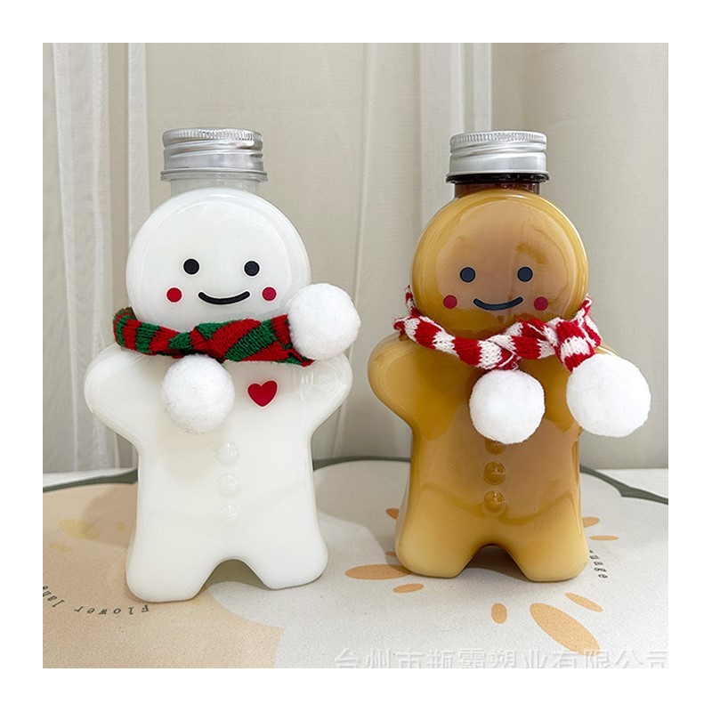 Butelka dekoracyjna 350ML kształt pierniczka z szalikiem i czapeczką 17cm BD38 - obrazek 3