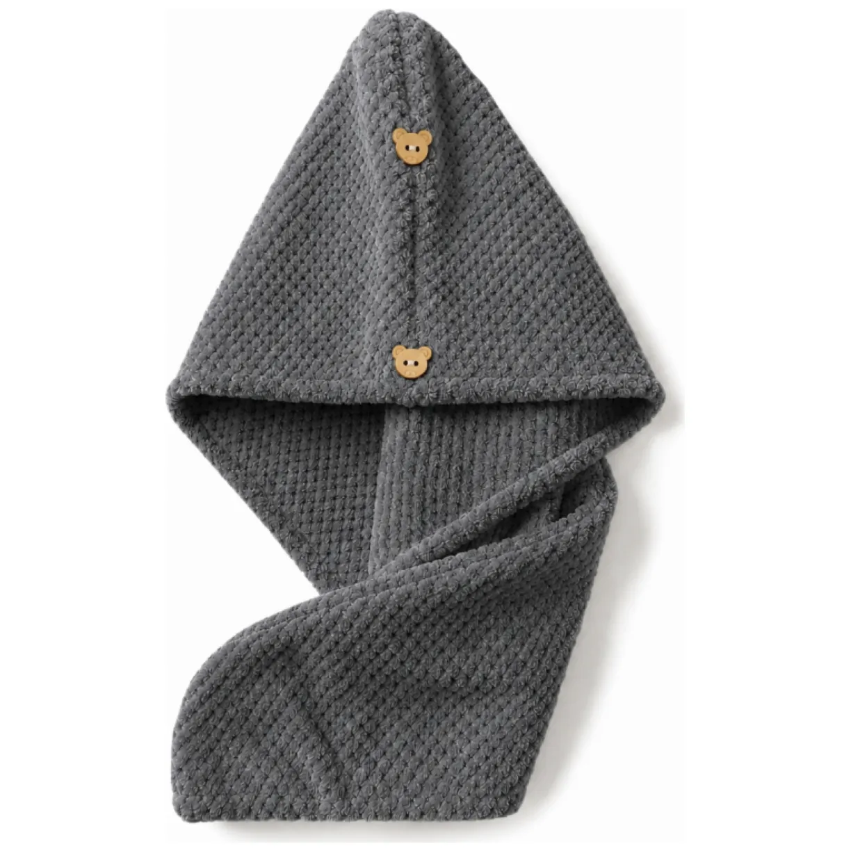 Ręcznik, kapturek, turban do włosów, bardzo chłonny, grafit 65x25 cm - obrazek 2