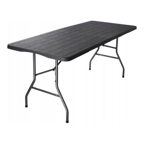 Składany stół kateringowy, turystyczny 70 x 180 cm, słoje drewna, brąz SC02BR