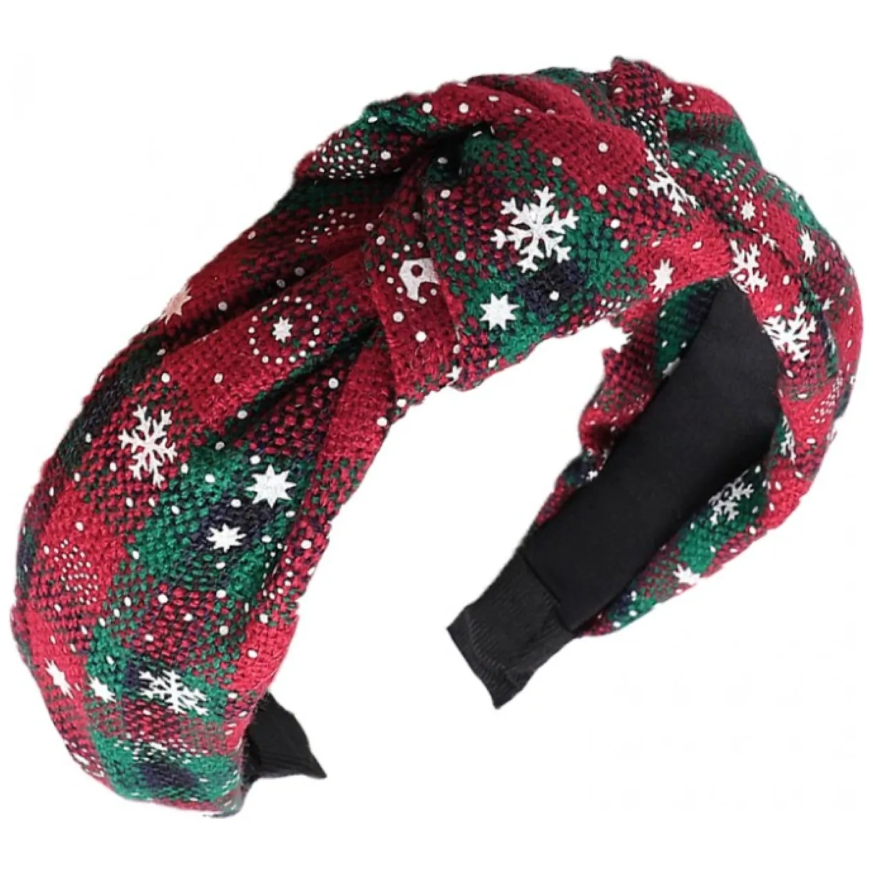 Opaska turban z materiału gruba 6,5 cm świąteczna O459