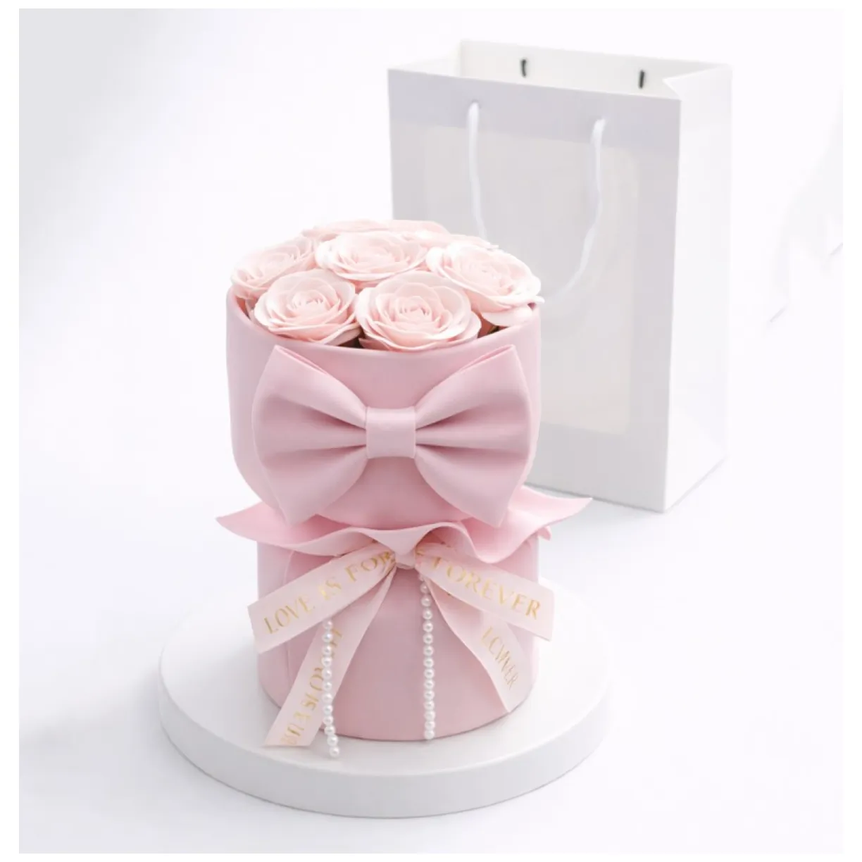 Flower box, bukiet zapachowych kwiatów mydlanych w pudełku 8szt. LED BUK24R - obrazek 2
