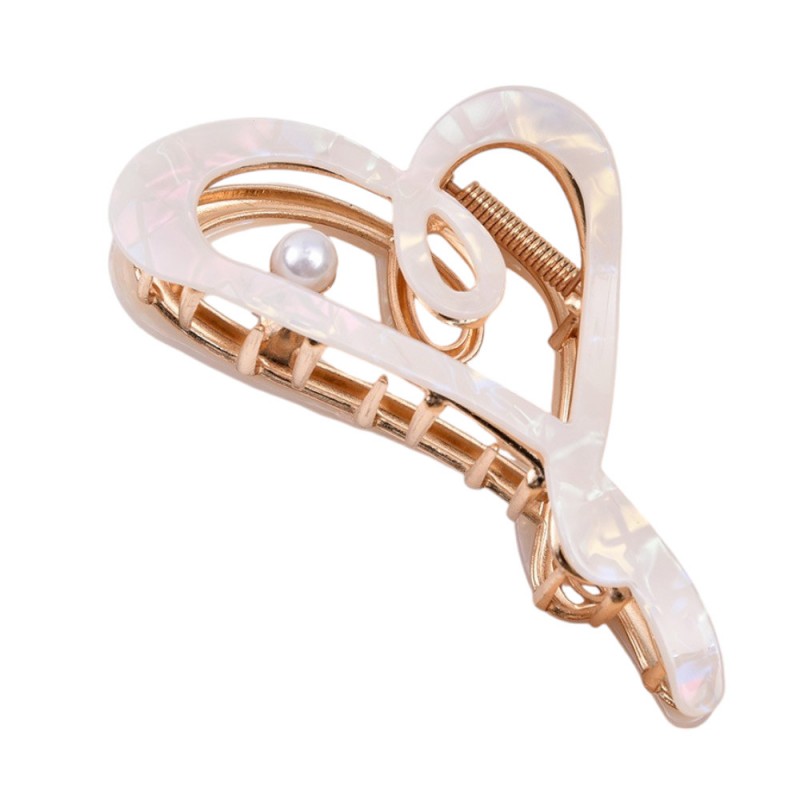 Spinka do włosów, klamra metalowa masa perłowa biała XL 12x6cm SP342B - obrazek 9