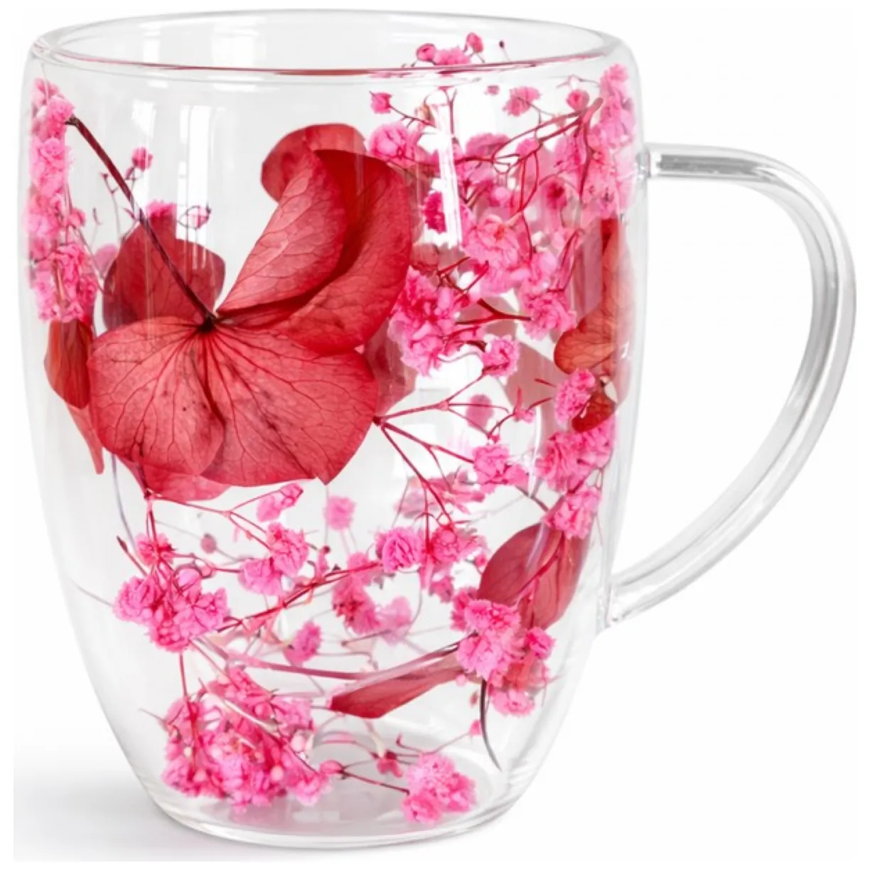 Szklanka termiczna z kwiatami w środku, gipsówka róż 300 ml 1szt SZK204 - obrazek 4