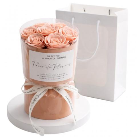 Flower box, bukiet zapachowych kwiatów mydlanych w pudełku,LED 7szt. BUK27R