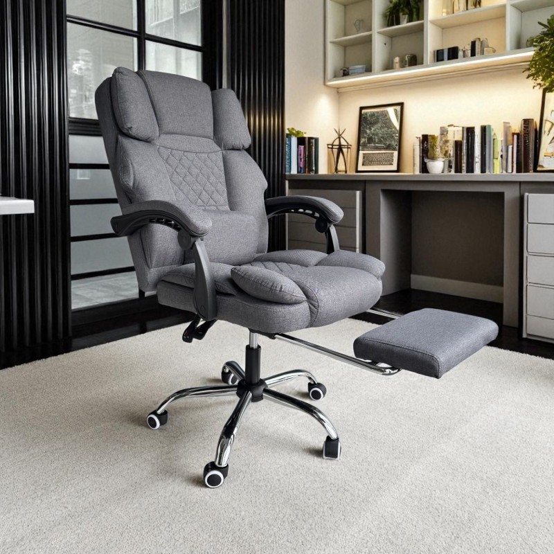 Fotel biurowy obrotowy MASTER z podnóżkiem i masażerem - szary MATERIAŁ KO32SZ - obrazek 2