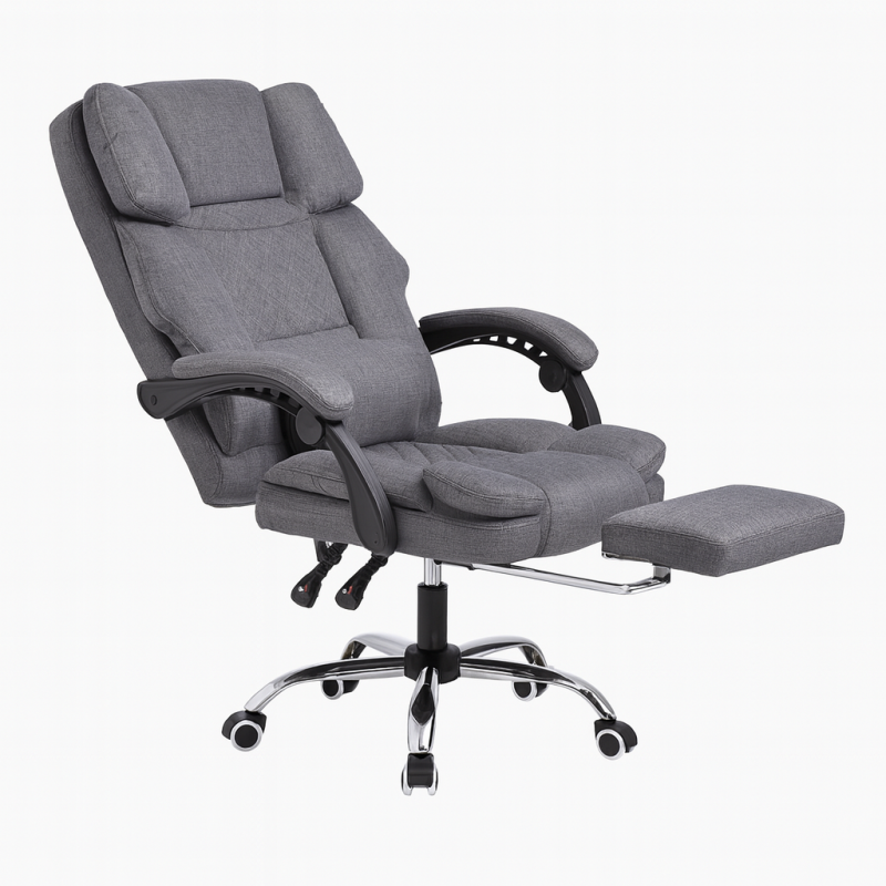 Fotel biurowy obrotowy MASTER z podnóżkiem i masażerem - szary MATERIAŁ KO32SZ - obrazek 3