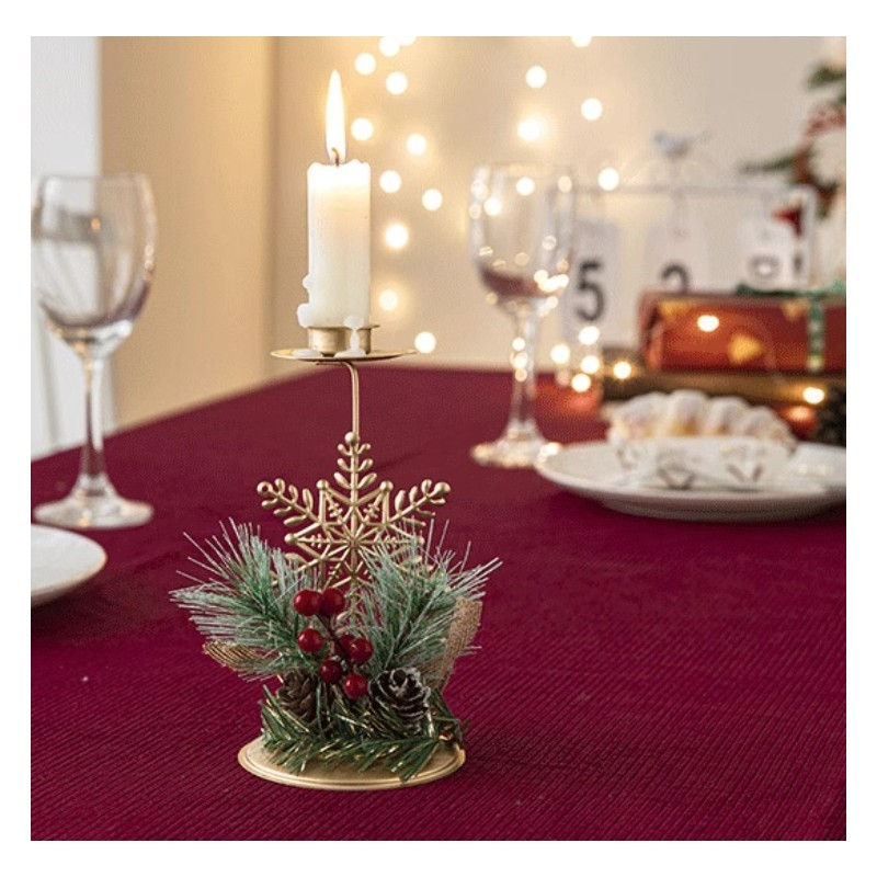 Świecznik Boże Narodzenie złoty ozdobny na stół Glamour 15 cm KSN121 - obrazek 3