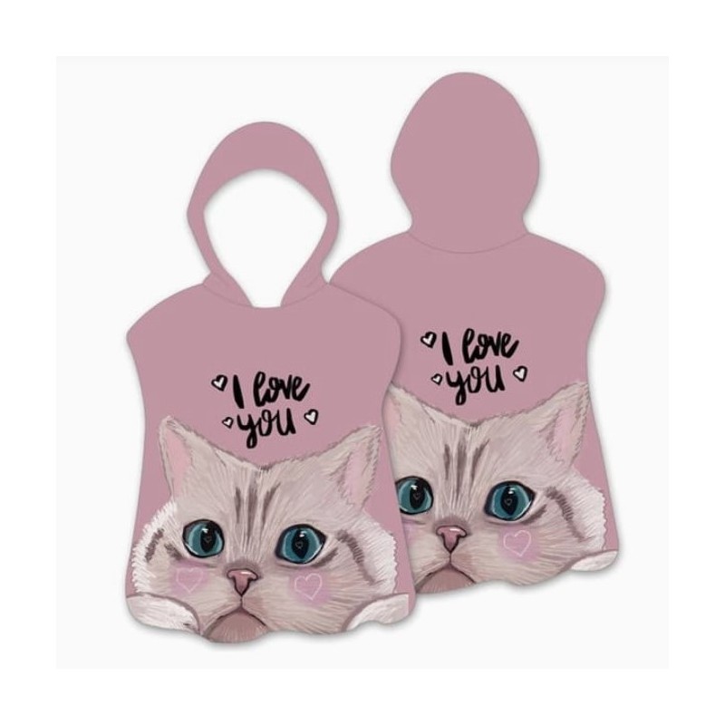 RĘCZNIK PLAŻOWY Peleryna dziecięca I LOVE YOU kotek 60 x 60cm PEL02WZ2 - obrazek 2
