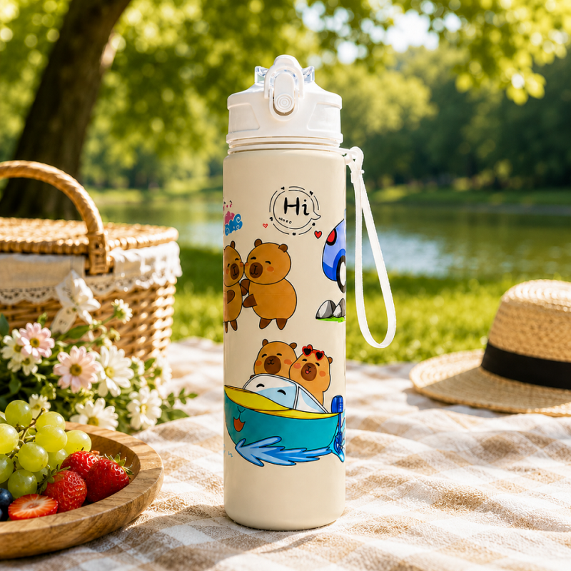 Butelka na wodę, bidon z rurką i ustnikiem 800ml KAPIBARA BD67 - obrazek 6