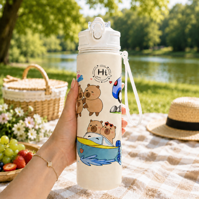 Butelka na wodę, bidon z rurką i ustnikiem 800ml KAPIBARA BD67 - obrazek 7