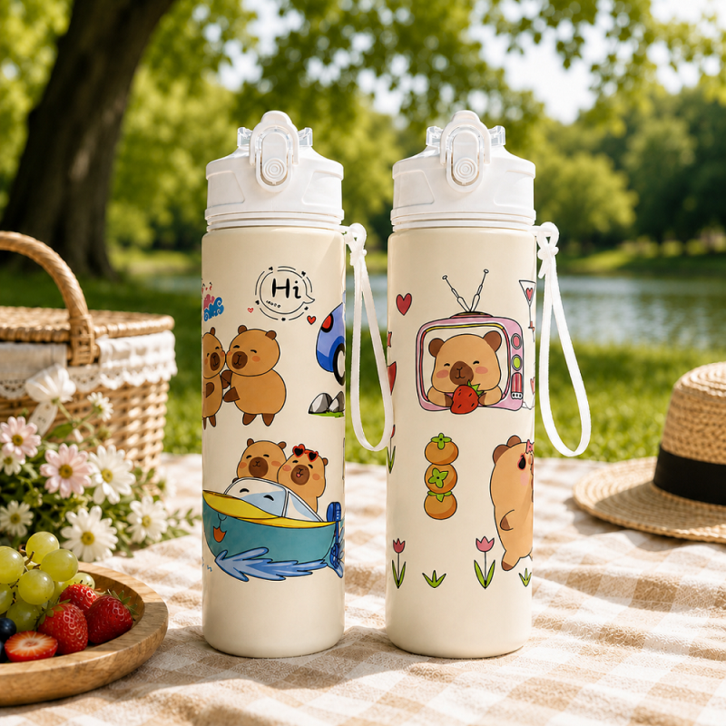 Butelka na wodę, bidon z rurką i ustnikiem 800ml KAPIBARA BD67 - obrazek 8