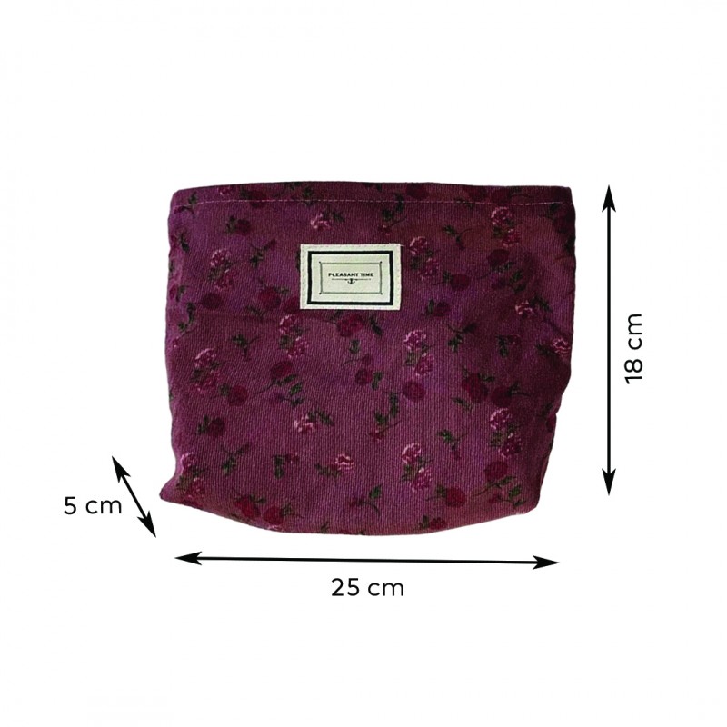 Kosmetyczka jednokomorowa różowa w czerwone kwiatuszki 25 x 5 x18 cm KS118 - obrazek 6