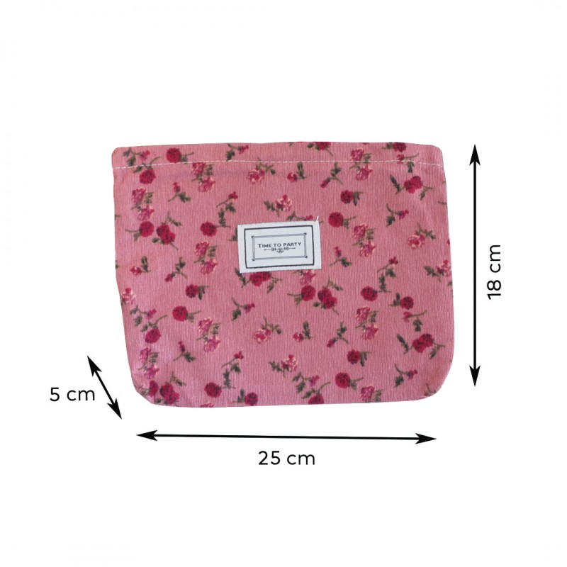 Kosmetyczka jednokomorowa różowa w czerwone kwiatuszki 25 x 5 x18 cm KS118 - obrazek 8