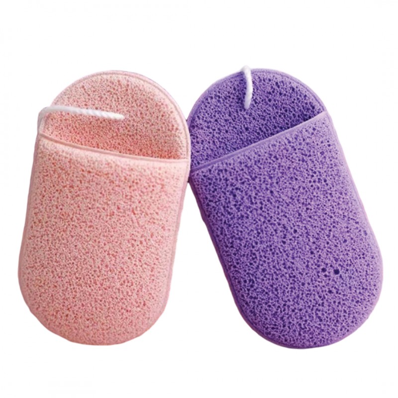 Gąbeczka do mycia twarzy na mokro, delikatny peeling 6,5x11cm 2 szt GB09 - obrazek 2