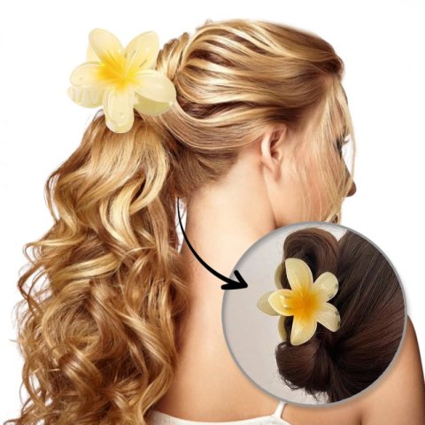 Spinka do włosów klamra XL kwiat ombre żółty 7,5x8cm SP269ZO