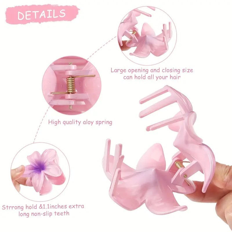 Spinka do włosów klamra XL kwiat ombre żółty 7,5x8cm SP269ZO - obrazek 7