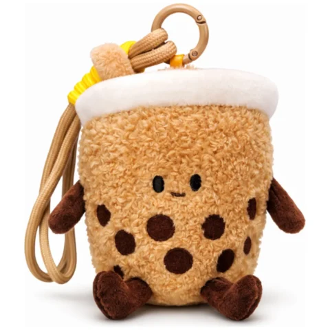 Puchaty pluszowy brelok do kluczy bubble tea shake ozdoba do torebki