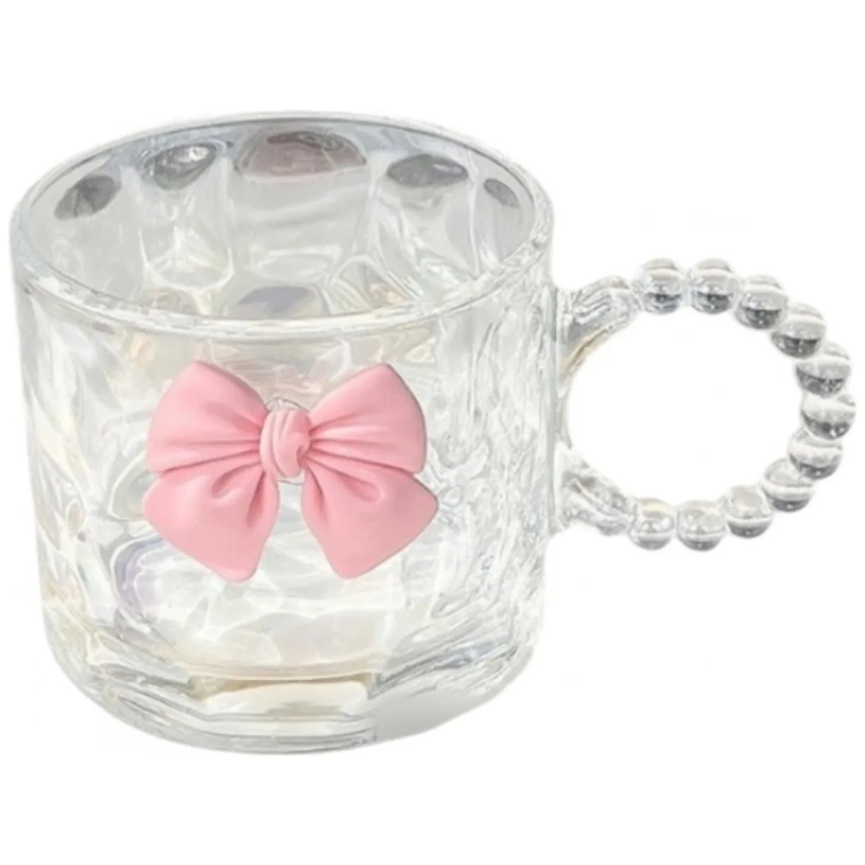 Szklanka opalizująca kokardka z uchem do kawy, drinków 1szt 260ml - obrazek 2