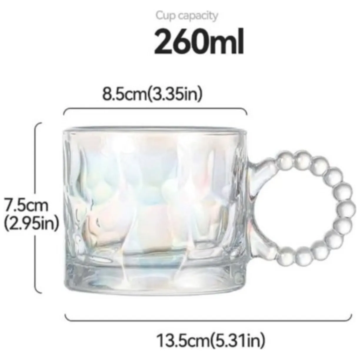 Szklanka opalizująca kokardka z uchem do kawy, drinków 1szt 260ml - obrazek 7