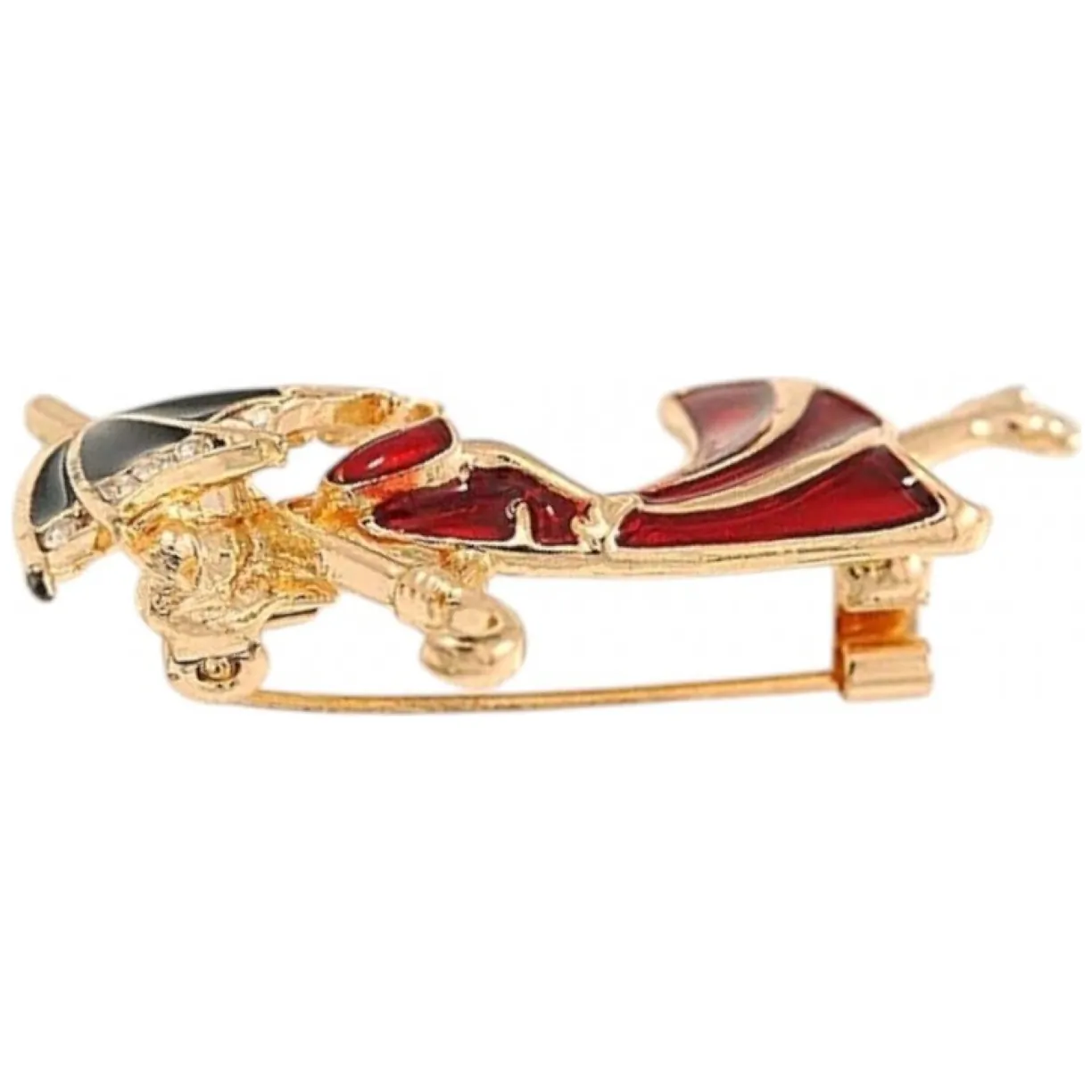 Broszka ozdobna delikatna, Kobieta w czerwonej sukience z parasolką - obrazek 5