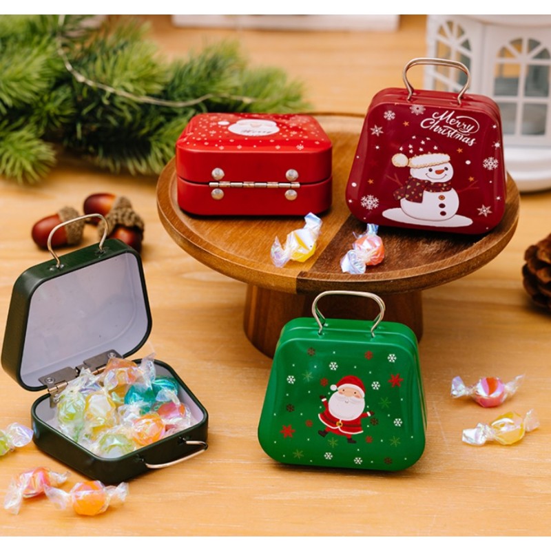 Metalowy pojemnik z uchwytem na cukierki czerwony 7cm x 5,5cm KSN164 - obrazek 3