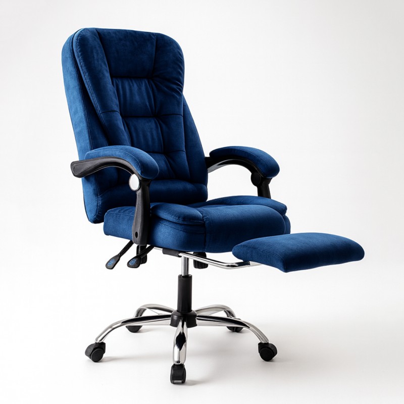 Fotel obrotowy BOSS z podnóżkiem i z masażerem - NIEBIESKI WELUR KO22NW-MAT - obrazek 4