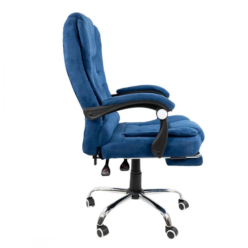 Fotel obrotowy BOSS z podnóżkiem i z masażerem - NIEBIESKI WELUR KO22NW-MAT - obrazek 6