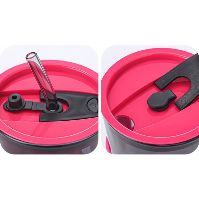 Kubek z kolorowego szkła na Kawę Herbatę ze słomką i zamknięciem 300 ML CUP13 - obrazek 3