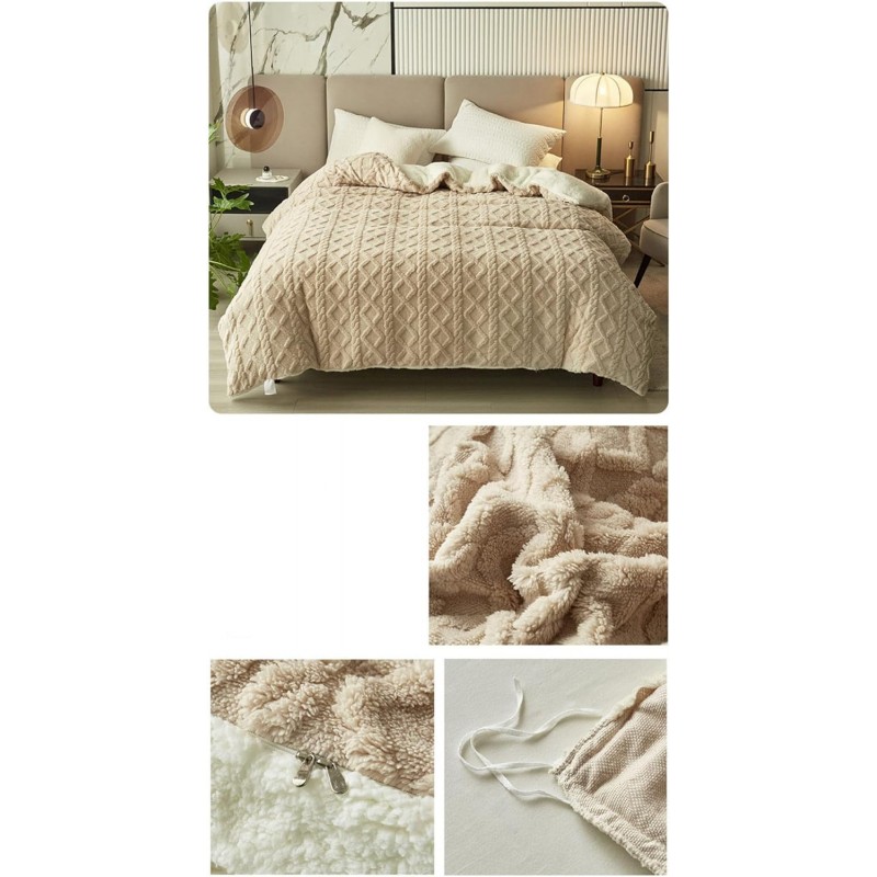 Mięciutki koc XL PLUSZ 180x220cm GRUBY MIĘKKI NARZUTA pleciony brązowy KOC14BR - obrazek 3