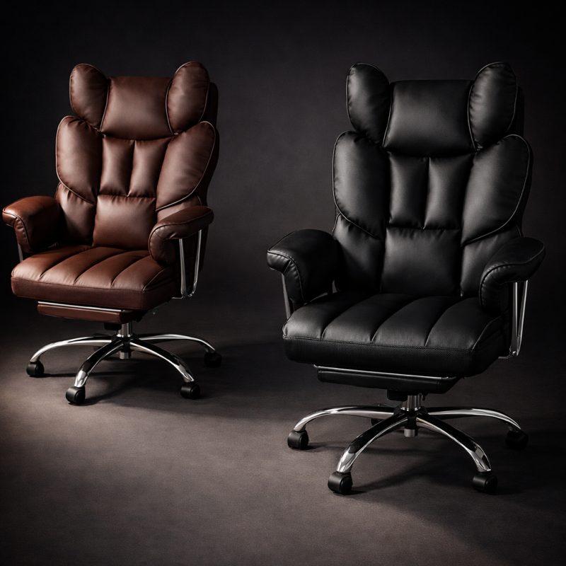 Fotel biurowy obrotowy RELAX PRO z podnóżkiem - ecoskóra czarny KO50CZ - obrazek 2