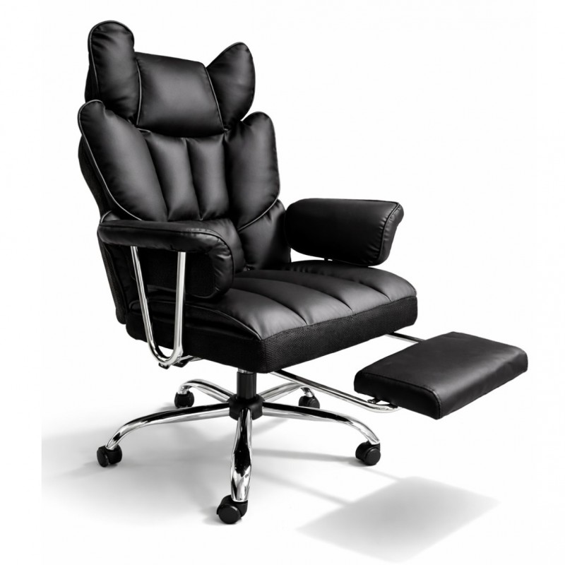 Fotel biurowy obrotowy RELAX PRO z podnóżkiem - ecoskóra czarny KO50CZ - obrazek 3