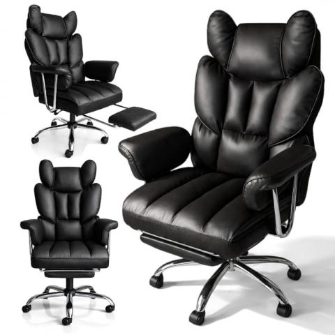 Fotel biurowy obrotowy RELAX PRO z podnóżkiem - ecoskóra czarny KO50CZ
